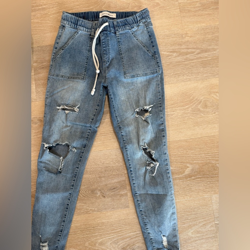 Skinny denim joggers